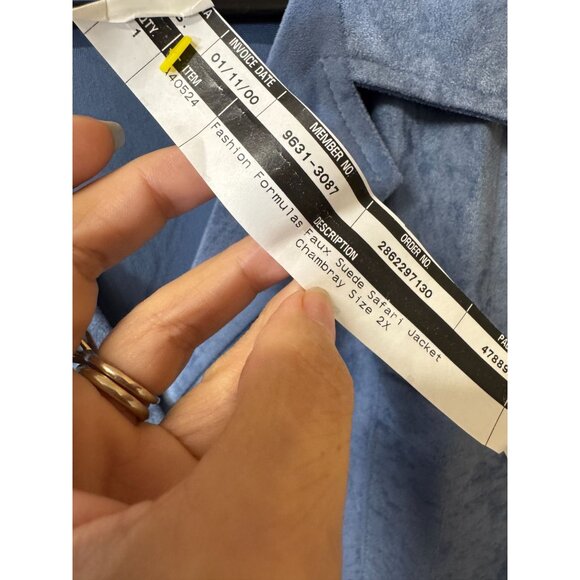 Fashion Formula Womens Faux Suede Safari Jacket Chambray Size 2X‎ Belt Button - Picture 4 of 5